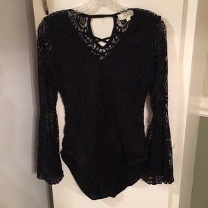 Black lace leotard